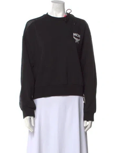 Pre-owned Mcm Graphic Print Mock Neck Sweatshirt In Black