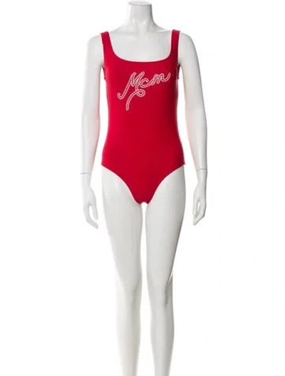 Pre-owned Mcm Graphic Print One-piece In Red