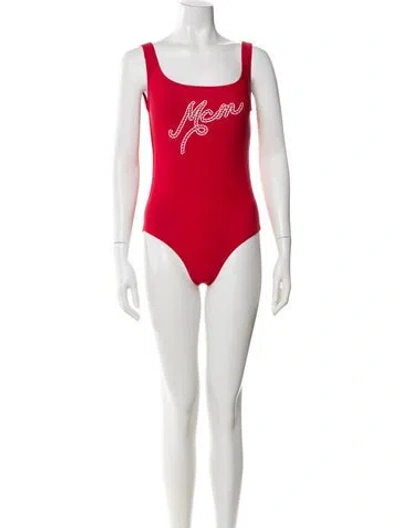 Pre-owned Mcm Graphic Print One-piece In Red