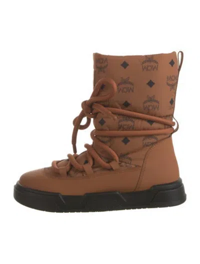 Pre-owned Mcm Graphic Print Snow Boots W/ Tags In Brown