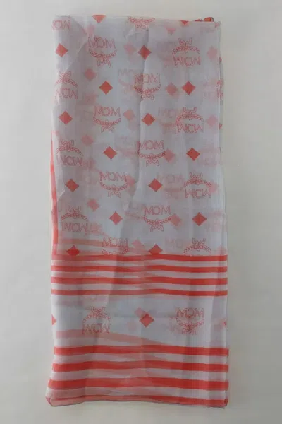 Mcm Gray Dawn Silk Jacquard Scarf W/monogram And Stripes