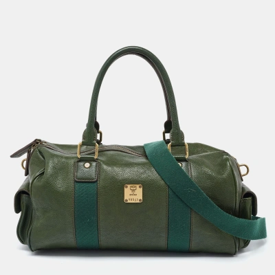 Pre-owned Mcm Green Leather Double Pocket Bag
