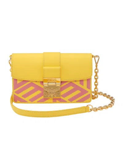 Mcm Gretl Logo Flip Shoulder Bag In Yellow
