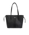 Mcm Canvas Liz Shopping Bag With Logo Pattern In Black
