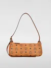 Mcm Aren All-over Logo Printed Small Shoulder Bag In 棕色