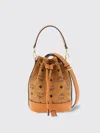 Mcm Women's Mini Dessau Visetos Coated Canvas Drawstring Bag In Copper Red