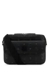 Mcm Printed Canvas Aren Messenger Crossbody Bag In Black