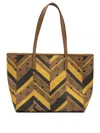 Mcm Chevron Pattern Tote Bag With Dual Handles In Brown