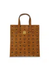 Mcm Women Printed Canvas Small Aren Shopping Bag In Brown