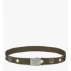 Mcm Himmel Brass Plate Belt In Monogram Webbing In White