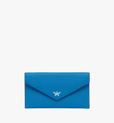 Mcm Himmel Continental Pouch In Embossed Leather In Blue