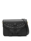 Mcm Black Leather Small Himmel Laurel Crossbody Bag In Black