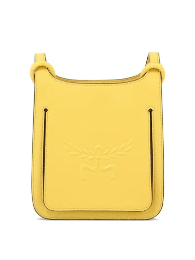 Mcm Yellow Leather Mini Himmel Hobo Crossbody Bag In 黄色的