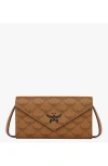Mcm Himmel Lauretos Envelope Leather Wallet On Chain In Cognac