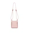 Mcm Himmel Embossed Logo Leather Semilunar Shoulder Bag In Pink