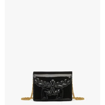 Mcm Himmel Laurel Chain Wallet In Patent Leather In Black