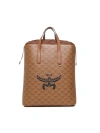 MCM HIMMEL LAURETOS BACKPACK WITH DRAWSTRING CLOSURE AND NATURAL NAPPA LEATHER FINISHES