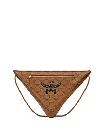 Mcm Himmel Lauretos Coated Canvas Fold Over Crossbody Bag In Cognac