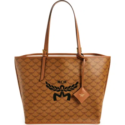 Mcm Himmel Lauretos Coated Canvas Shopper Bag In Cognac