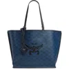 Mcm Himmel Lauretos Coated Canvas Shopper Bag In Blue