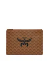 Mcm Himmel Lauretos Extra Large Flat Pouch In Cognac
