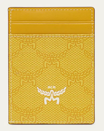 Mcm Himmel Lauretos Faux Leather Card Case In Lemon Gold