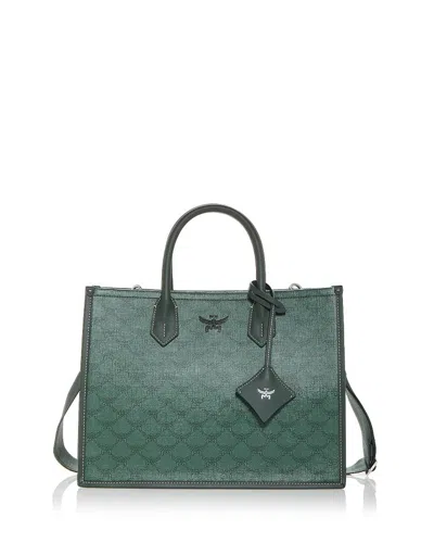 Mcm Himmel Lauretos Medium Tote Bag In Forest Gray