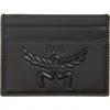 Mcm Himmel Lauretos Monogram Leather Card Holder In Black