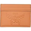 Mcm Himmel Lauretos Monogram Leather Card Holder In Brown