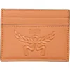 Mcm Himmel Lauretos Monogram Leather Card Holder In Terracotta