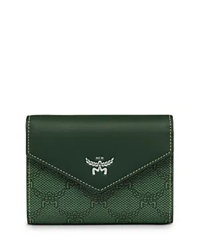 Mcm Himmel Lauretos Small Wallet In Green