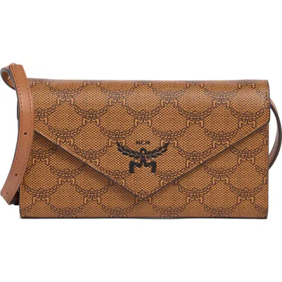 Mcm Himmel Lauretos Wallet On A Strap In Cognac