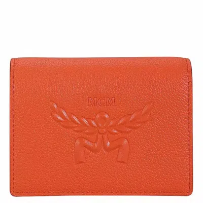 Mcm Himmel Leather Card Case In Orange