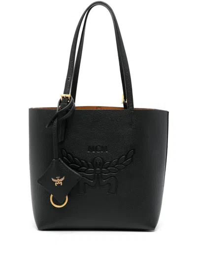 Mcm Himmel Leather Tote Bag In Black