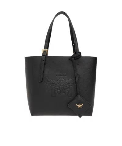 Mcm Himmel Leather Tote Bag In Black