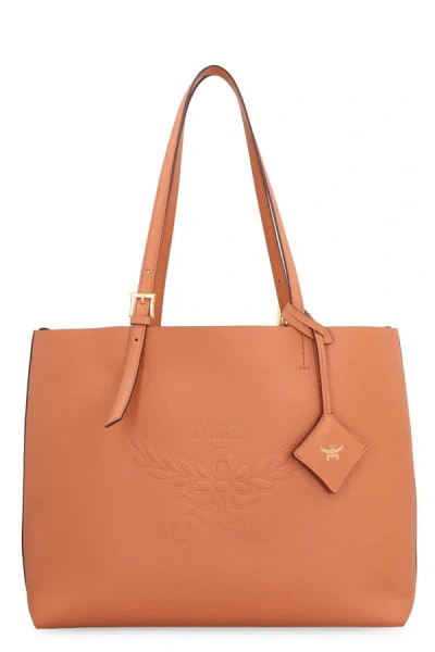 Mcm Himmel Leather Tote In Camel