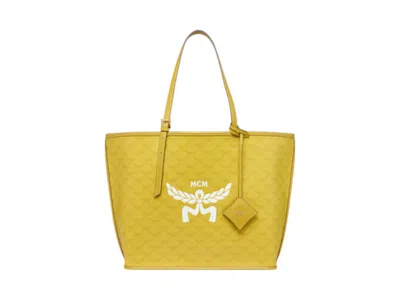 Pre-owned Mcm Himmel Lts Medium Shopper In Lemon Gold