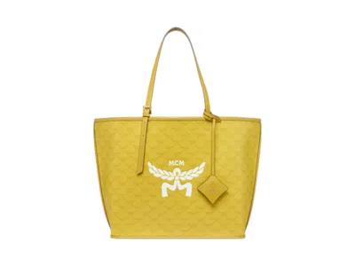 Pre-owned Mcm Himmel Lts Shopper Medium Bag In Lemon Gold In Yellow