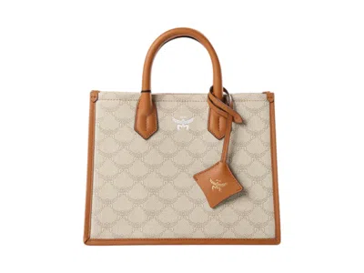 Pre-owned Mcm Himmel Lts Small Tote In Oatmeal