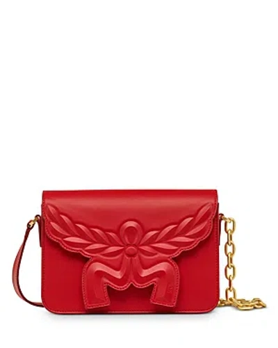 Mcm Himmel Maxi Honors Small Leather Crossbody In Red