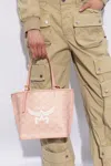 Mcm Lauretos Monogram Canvas Shopper Tote Bag In Pink