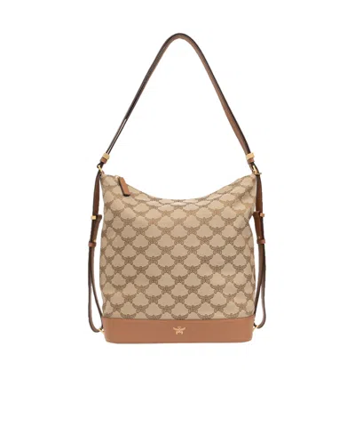 Mcm Himmel Monogram Jacquard Hobo Bag In Nude