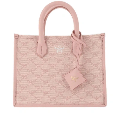 Mcm Himmel Monogrammed Small Tote Bag In Pink