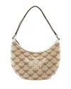Mcm Women Embroidered Raffia Himmel Ascending Moon Shoulder Bag In Natural