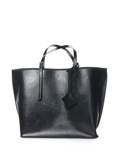 Mcm Himmel Perforated Tote Bag In Black
