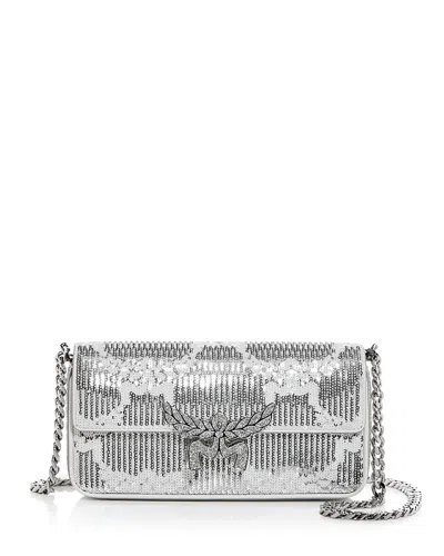 Mcm Himmel Sequin Embellished Shoulder Bag In Silver