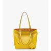 Mcm Himmel Shopper In Embossed Logo Leather In Yellow