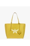 Mcm Printed Canvas Shopping Bag In Lemon Gold