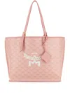 Mcm Lauretos Monogram Canvas Shopper Tote Bag In Pink