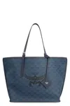 Mcm Himmel Lauretos Coated Canvas Shopper Bag In Blue